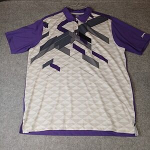 Slazenger Golf Shirt Men XL Purple Geometric Print Performance Polo Short Sleeve